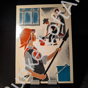 Cartolina dell'URSS / Pionieri sovietici / Adolescenti che puliscono / Sciarpe rosse / Gioventù sovietica degli anni '70 / Organizzazione della gioventù comunista
