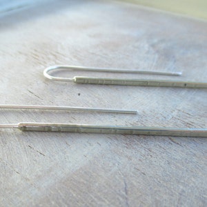 Minimal Dangle Earrings "Line", All Day earrings, Sterling Silver earrings, Alpaca silver wire, Hammered metal, Handmade item