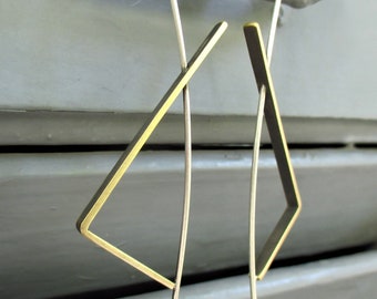 Long Triangle Minimalist earrings, Modern Kandinsky inspired jewelry, Geometric earrings, Contemporary gift for her