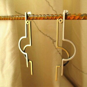 Long statement Bauhaus inspired earrings, Minimalist modern earrings, Contemporary gift for her, Architectural jewelry