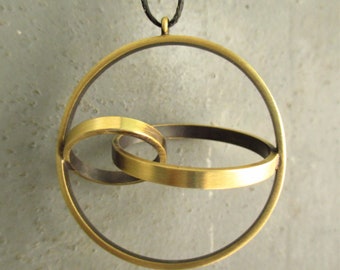 Geometric pendant, Circle pendant, 3D jewelry, Abstract, Minimalist, Architectural, 3D pendant, Modern jewelry, Unisex necklace, Celestial