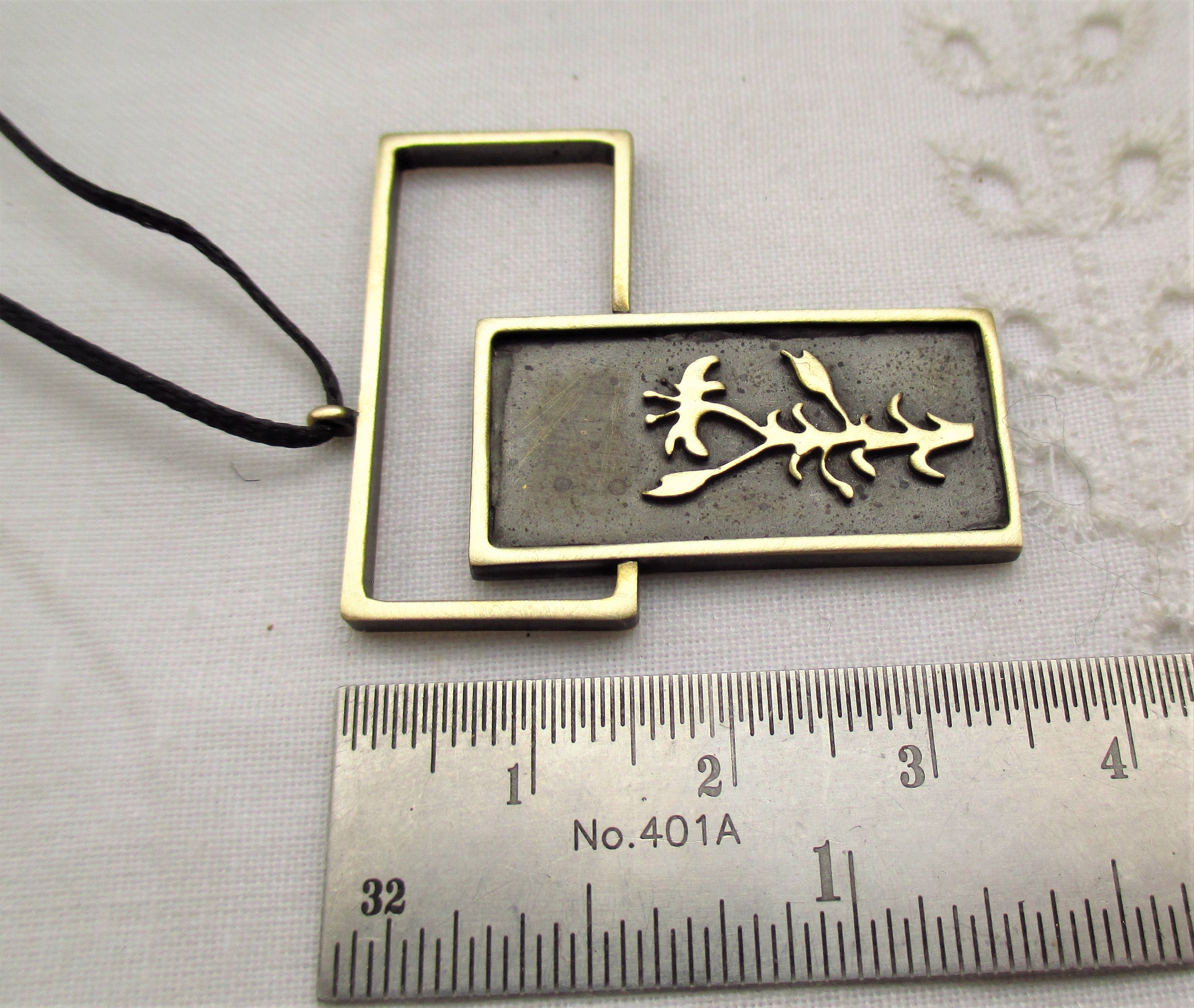 Pendentif Floral Vintage Des Années 80/90 - Métal Bronze Avec Oxydes, Occasion