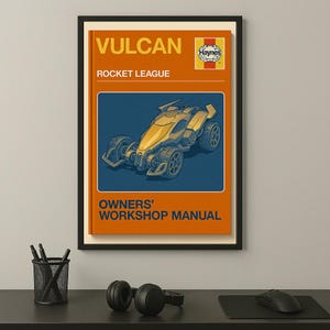 Rocket League Poster | Vulcan | Haynes Manual Style | Digital Print | Rocket League Gift | Instant Download | Printable Art