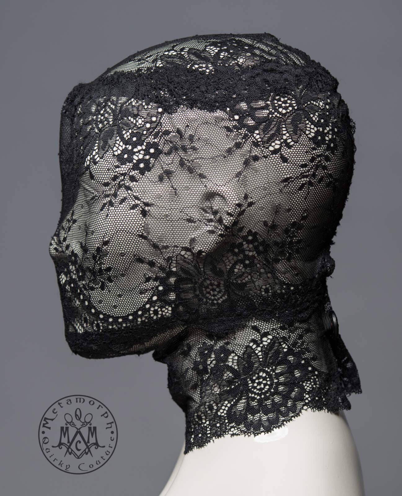 Black Lace Head Mask / Full Face Lace Mask / Pseudo Blindfold Etsy