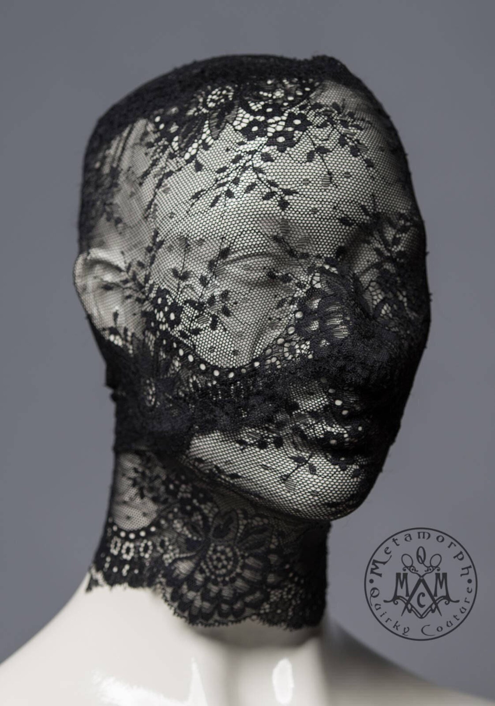 Black lace head mask / Full face lace mask / Pseudo blindfold Etsy