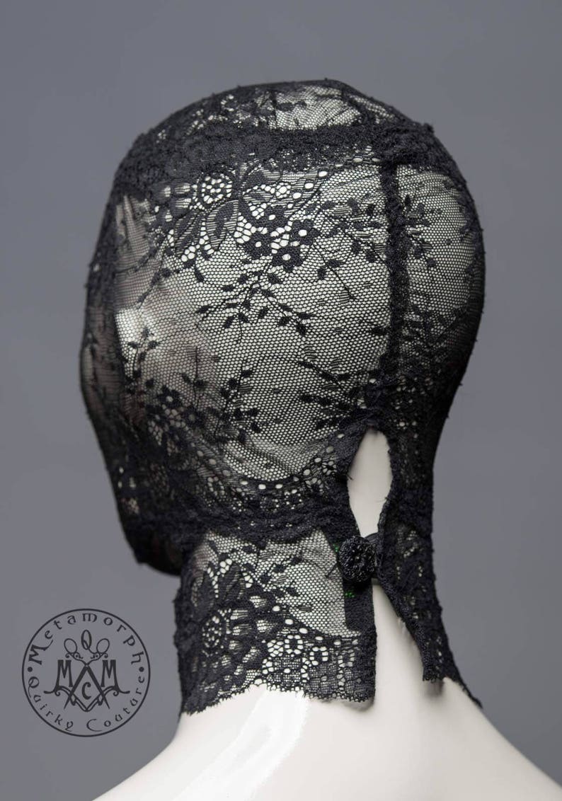 Black lace head mask / Full face lace mask / Pseudo blindfold Etsy