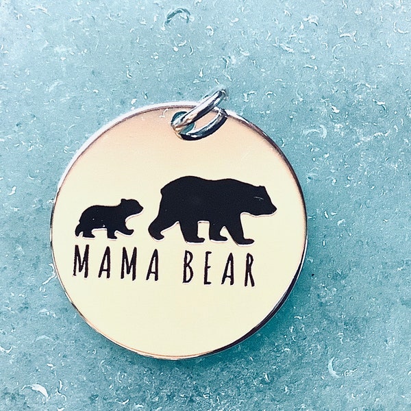 Mama Bear Pendant, Mama and Baby Bear, Silver plated necklace, Boho Jewelry, Mama Bear pendant, Mom Necklace, Mama Bear Charm