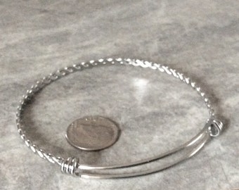60mm Solid Stainless Steel Expandable Silver Twist Bangle Bracelet, DIY Bracelet, 60mm, Adjustable Triple loop Bangles FAST SHIPPING