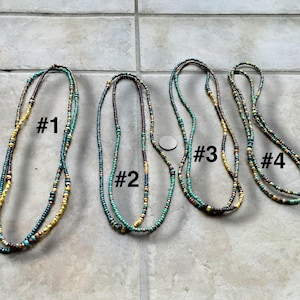 Czech Picasso Beaded Stretch Wrap Bracelet, 4 Designs, Anklet or Necklace, Blue, Green, Red, Canary Picasso Beads, 5x Bracelet