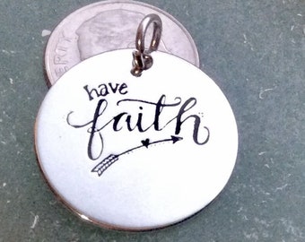 Have Faith arrow pendant, Silver plated necklace, Faith necklace, Bible Verse