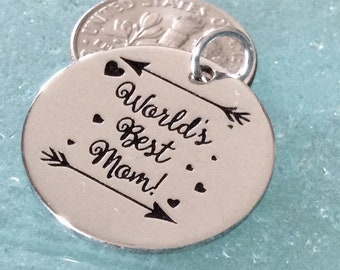 World’s Best Mom Word Charm Pendant, Silver plated necklace, Mom charm, Best Mom pendants, Love Mom necklace