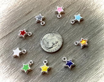 Rose color 10PCS Enamel Charm Pink Black Yellow AZYZ319-7173 Metal Copper Star Charms Blue White