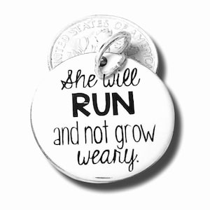 She will run and not grow weary pendant, Silver plated necklace, Hope charm, Religious Jewelry, Isaiah 40:31 charm