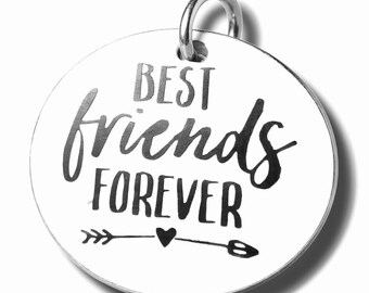 Best Friends Forever arrow word charm pendant, Silver plated necklace, Friend necklace, Best Friend Charm, Good friend Jewelry