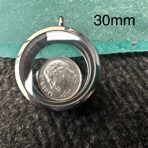 Stainless Steel, 25mm and 30mm Extra Deep Screw Close Floating Charm Glass Locket, Locket Charm add, Memory Locket, Locket Pendant image 6