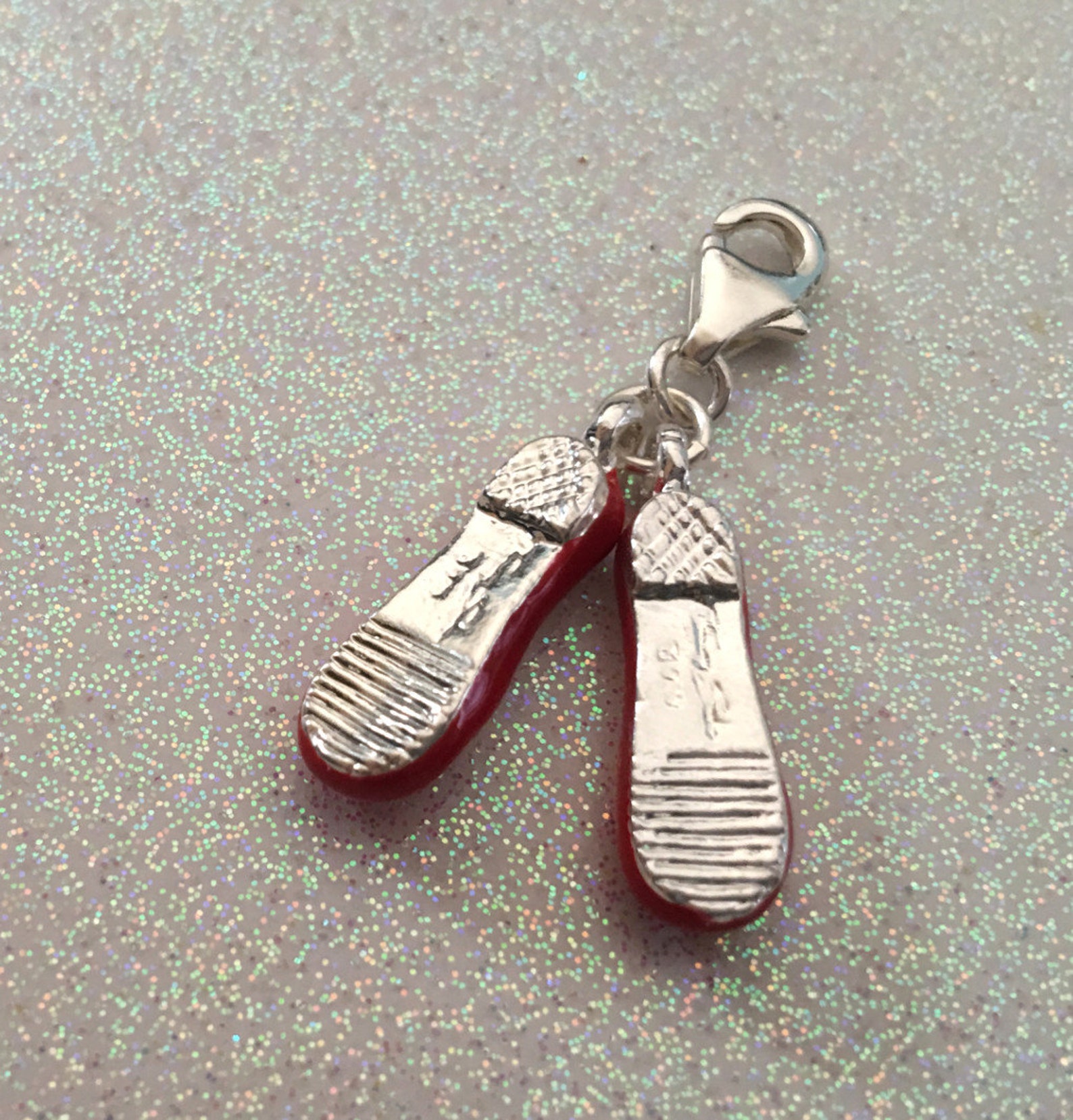 4 pair of ruby red slipper pendants or charms, red shoes, red ballet slipper charms, silver plated charms 4 pair of ruby red slipper pendants or charms, red shoes, red ballet slipper charms, silver plated charms