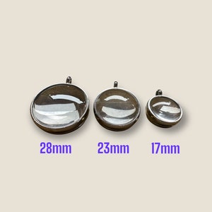 Stainless Steel Magnifying Curved Glass Locket, 17mm, 23mm and 28mm, 316L Screw Top Floating Charm Glass Locket, Pet Memory Locket image 2