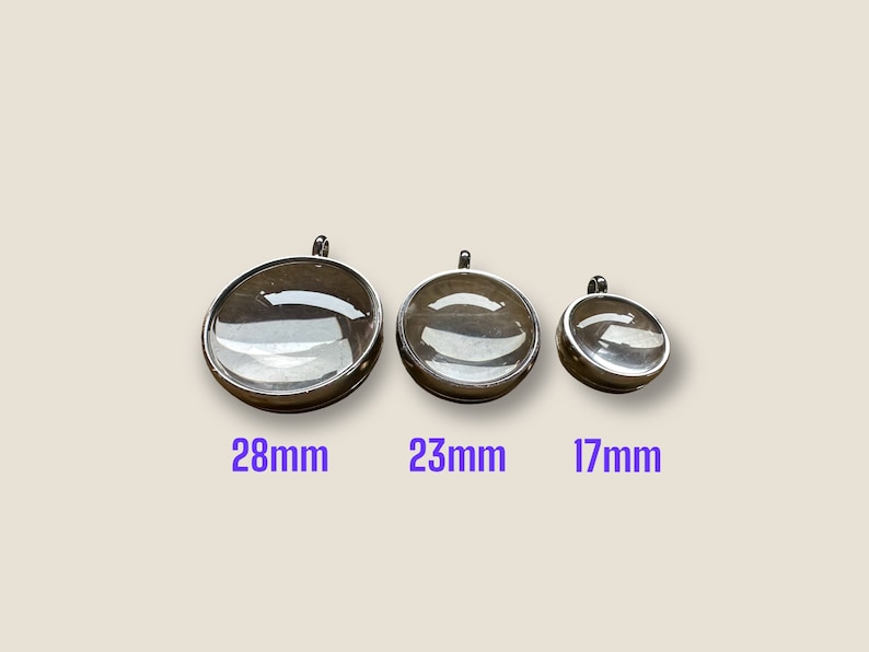 Stainless Steel Magnifying Curved Glass Locket, 17mm, 23mm and 28mm, 316L Screw Top Floating Charm Glass Locket, Pet Memory Locket image 2