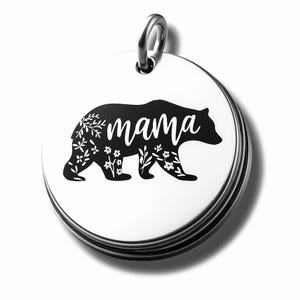 Mama Bear Word Charm Pendant, Silver Plated Necklace, Boho Jewelry, Mama Bear pendant, Mom Necklace, Mama Bear Charm