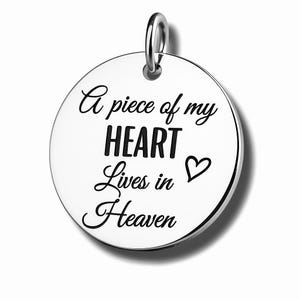 A Piece of My Heart Lives in Heaven, Memorial Pendant, Religious Loss of Loved One Necklace