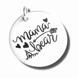 Mama Bear Pendant, New Series, Silver plated necklace, Boho Jewelry, Mama Bear pendant, Mom Necklace, Mama Bear Charm
