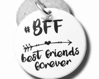 BFF Best Friends Forever’ Word Charm Pendant, Silver plated necklaces, Friend necklace, Best Friend Charm, Good friend Jewelry
