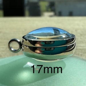 Stainless Steel Magnifying Curved Glass Locket, 17mm, 23mm and 28mm, 316L Screw Top Floating Charm Glass Locket, Pet Memory Locket image 7