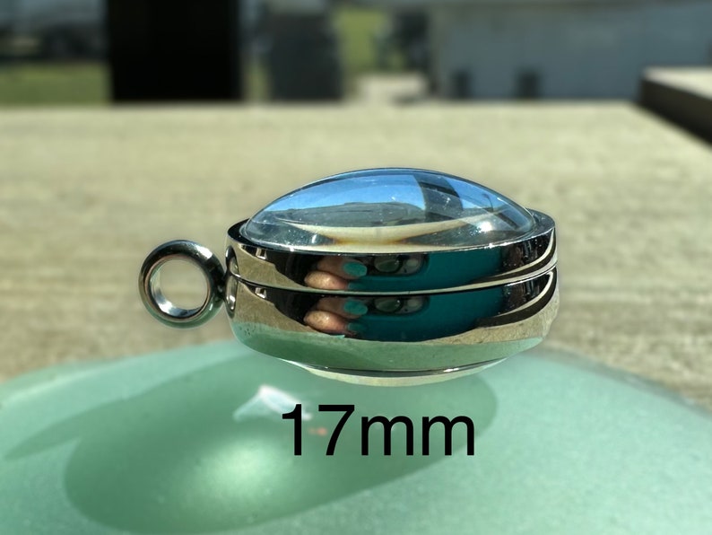 Stainless Steel Magnifying Curved Glass Locket, 17mm, 23mm and 28mm, 316L Screw Top Floating Charm Glass Locket, Pet Memory Locket image 7