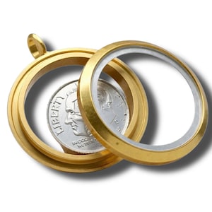 Stainless Steel 18k Gold Plated, 30mm or 25mm, 316L Screw Top Gold Floating Charm Glass Locket Charm, Pet Urn Memorial, Memory Locket