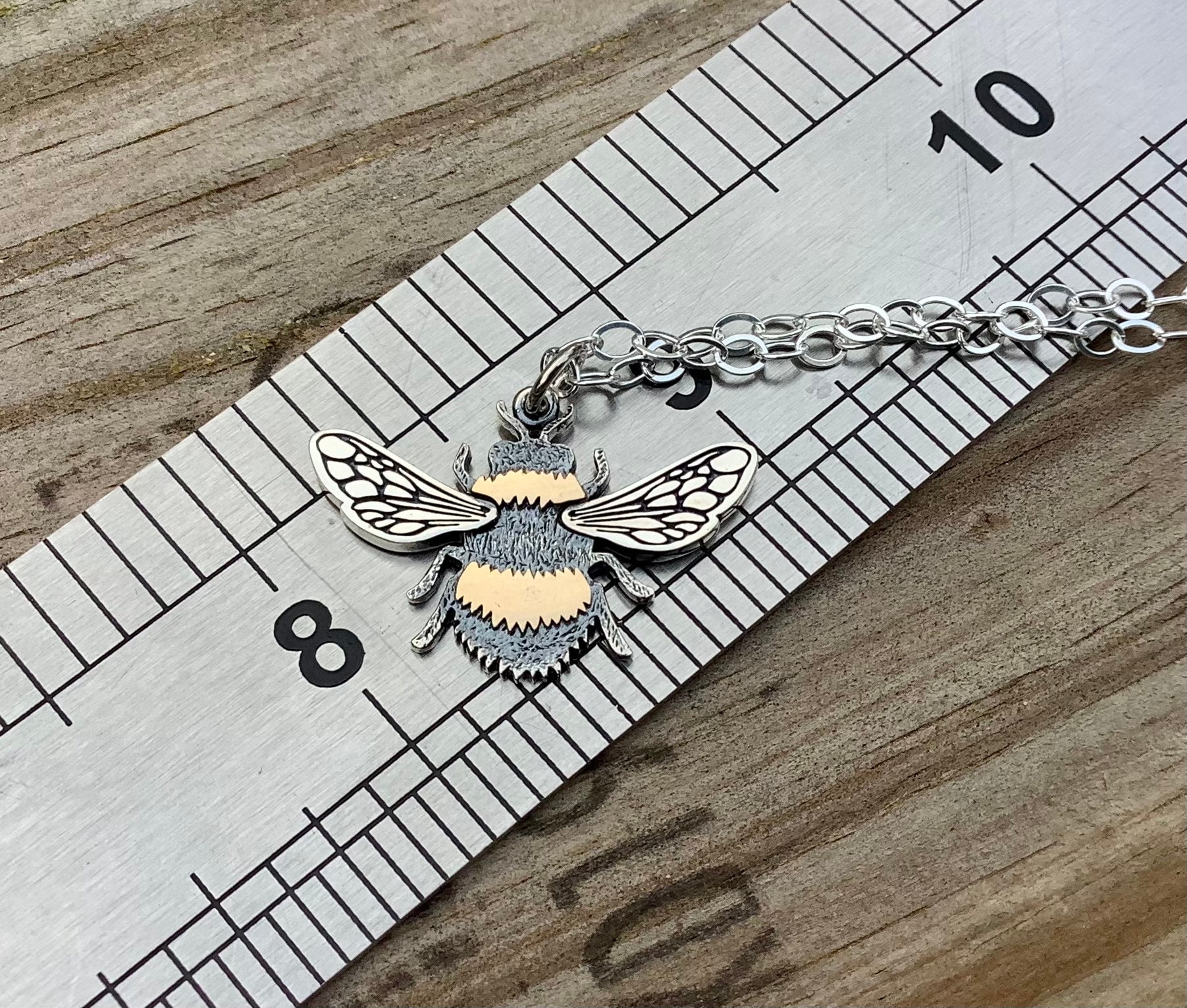 Sterling Silver Queen Bee Mixed Metal Necklace, Sterling Silver Chain 