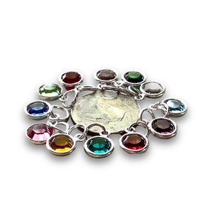 Swarovski Birthstone charms, 6mm Swarovski Crystal Channel Charms,Choose 1 or 3 Silver Birthstones, Jump ring included