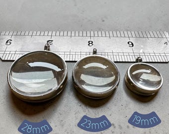 Stainless Steel Magnifying Curved Glass Locket, 19mm, 23mm and 28mm, 316L Screw Top Floating Charm Glass Locket, Pet Memory Locket