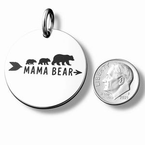 Mama Bear’ Word Charm Pendant, 2 Baby Bears, Silver plated necklace, Boho Jewelry, Mama Bear pendant, Mom Necklace, Mama Bear Charm
