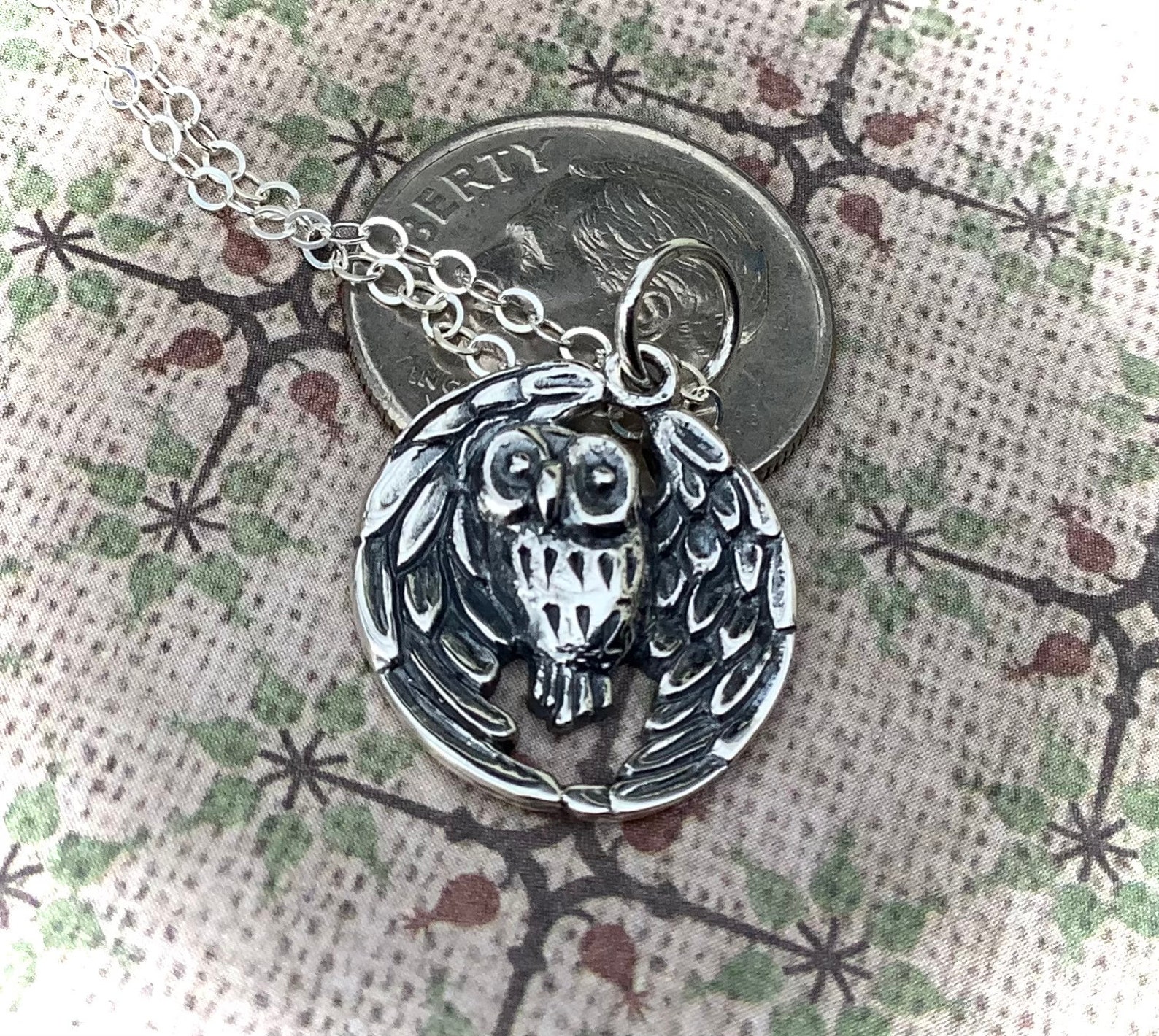 Sterling Silver Owl Necklace Dimensional Owl Pendant Etsy