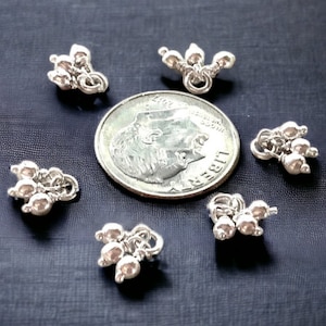 6, 12 or 24 Sterling Silver Trio Dangles, Triple Ball Cluster Dangles, Drop Down Dangle Charms, Sterling jewelry, Add on Clusters