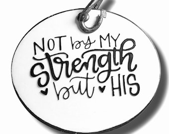 Not by My Strength but by His’ Word Charm pendant, Silver plated necklace, Faith Necklace, Religious Jewelry, Zechariah 4:6, Bible Verse