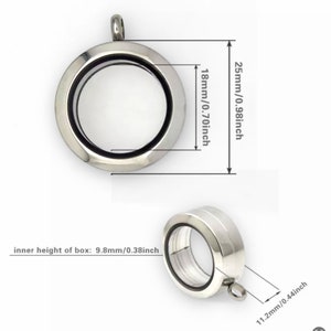 Stainless Steel, 25mm and 30mm Extra Deep Screw Close Floating Charm Glass Locket, Locket Charm add, Memory Locket, Locket Pendant image 2