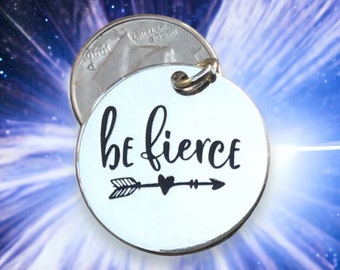 Be Fierce pendant, Silver plated necklace, Fierce Necklace, Be Tough Jewelry, Empowerment charm