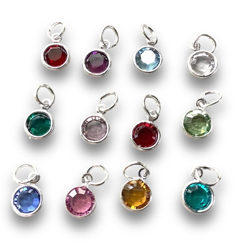 Swarovski Birthstone charms, Choose 1 or 3, 6mm Swarovski Crystal Channel Charm, Silver Birthstone Charms, Jump ring included, Add on Drops image 5