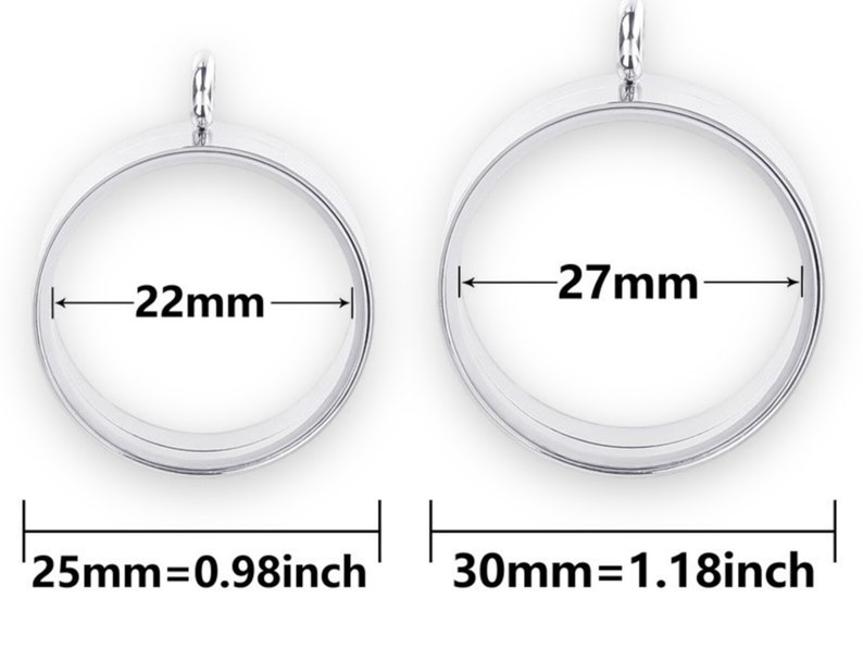 Stainless Steel, 25mm and 30mm Extra Deep Screw Close Floating Charm Glass Locket, Locket Charm add, Memory Locket, Locket Pendant image 7