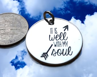 It is Well With my Soul pendant, Silver plated necklaces, Bless the Lord necklace, Bible Verse jewelry