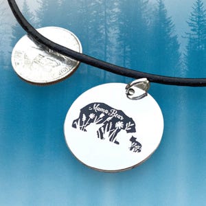 Mama Bear with Baby Bear Word Charm Jewelry Making Pendant, Silver plated Mama Bear pendant, Mom Necklace, Mama Bear Charm, New Mother Charm