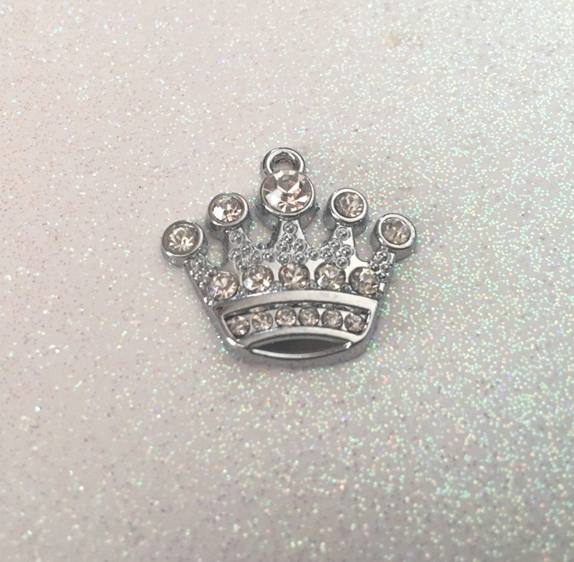 3 Rhinestone Studded Crown Pendants or Charms Sparkling | Etsy