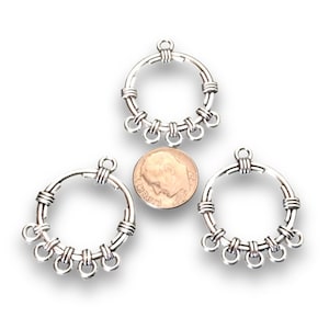 Silver rope look charm holders, charm Pendants, multi charm necklace - FAST SHIPPING