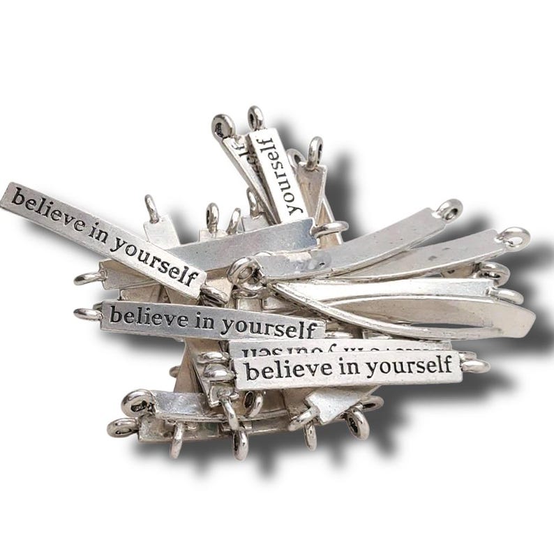 8 Believe in Yourself" Bracelet Blanks, Pendants, Inspiration, Words - FAST SHIPPING image 2