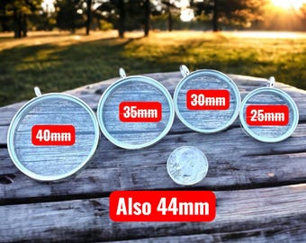 Stainless Steel 44mm, 40mm, 35mm, 30mm, 25mm, 6mm Deep Screw Keepsake Locket, Full View Locket Front and Back, Pet Urn Memorial, 2 Sided,