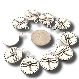 10 Silver DragonFly Pendants, Dragon fly charms,  Bracelet Charms, Bangle Charms, Insect Charms, DragonFly charms, Earring Charms