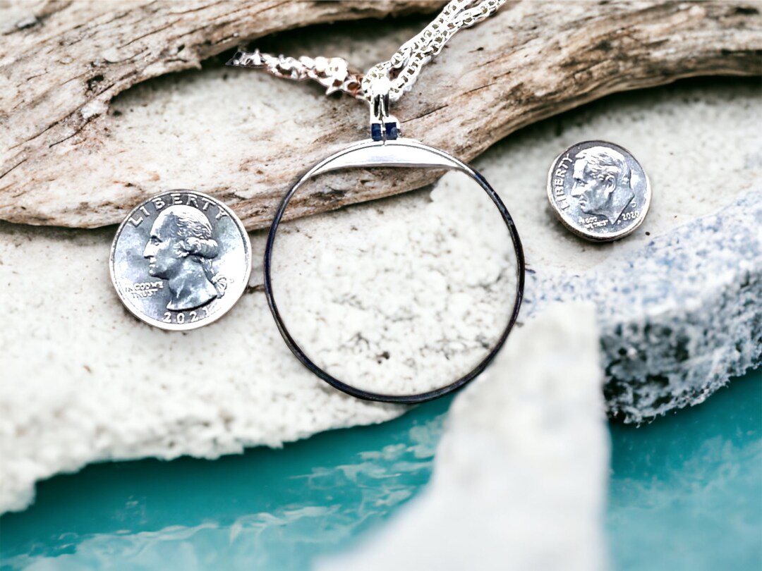 Magnifying Glass, Loupe, Monocle Necklace, Silver Loupe, Choice of