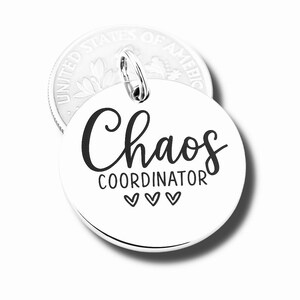 Chaos Coordinator Word Pendant Charm, Silver plated necklace, Boho Jewelry, Mom Pendant, Teacher pendant, Mom Necklace, Boss Charm