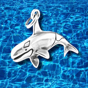 Sterling Silver Orca Whale Tropical Pendant